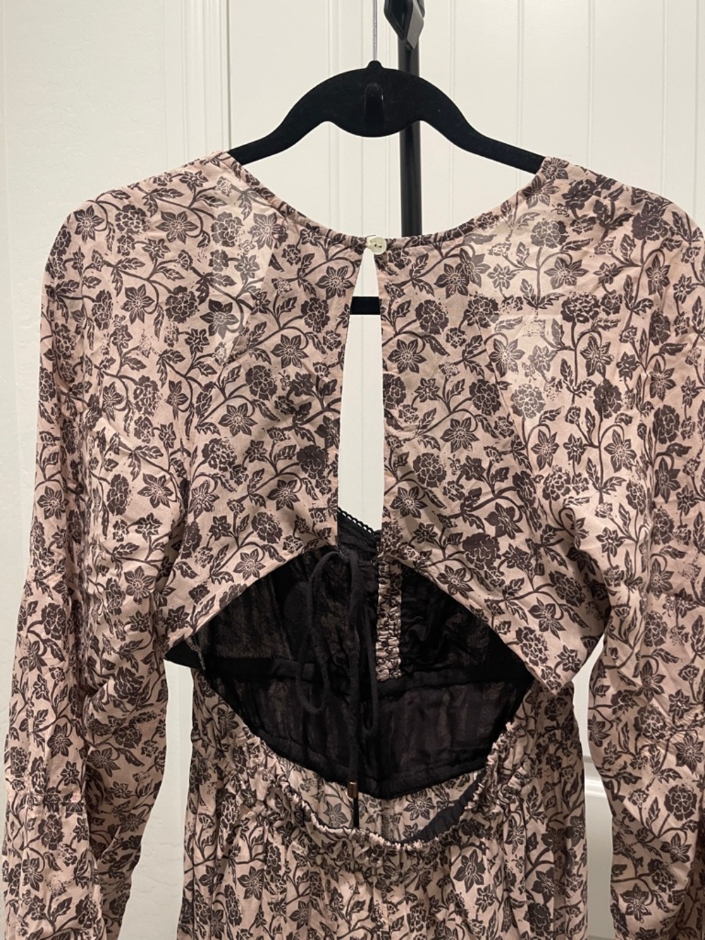FREE PEOPLE Soulmate Jumpsuit Wide Convertible Leg Floral Print Brown Tan Sz XS - Picture 6 of 16